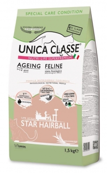 Сухой корм Unica Classe Ageing Feline Star Hairball для пожилых кошек (Курица)